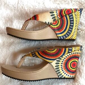 Colorful Henry Ferrera Wedge Platform Sandals